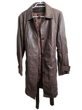 Danier Dark Brown Leather Trench Coat - size M/M